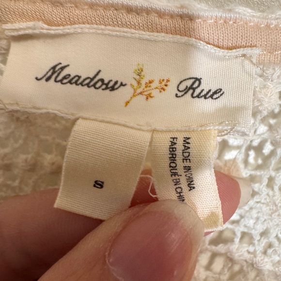 Anthropologie Meadow Rue Needlework Top S Small Crochet Criss Cross Tie Neck - Picture 4 of 6